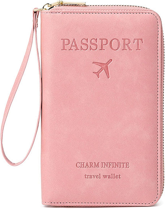 Multi-Function RFID Travel Passport Wallet with Phone Pocket - Ultimate Passport Holder for Women & Men | Holds Phones, Passports, Cash, Cards & Boarding Passes (Pink)