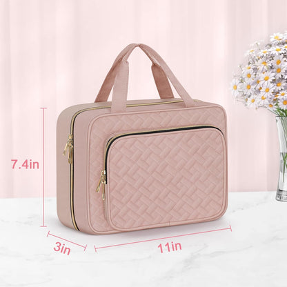 Wedama Toiletry Bag for Women, Medium Cosmetic Travel Bag, Hanging Toiletry Bag for Bathroom, Thickened PVC Waterproof Makeup Bag, Toiletries Bag for Travel Business Trips and Camping, Baby Pink