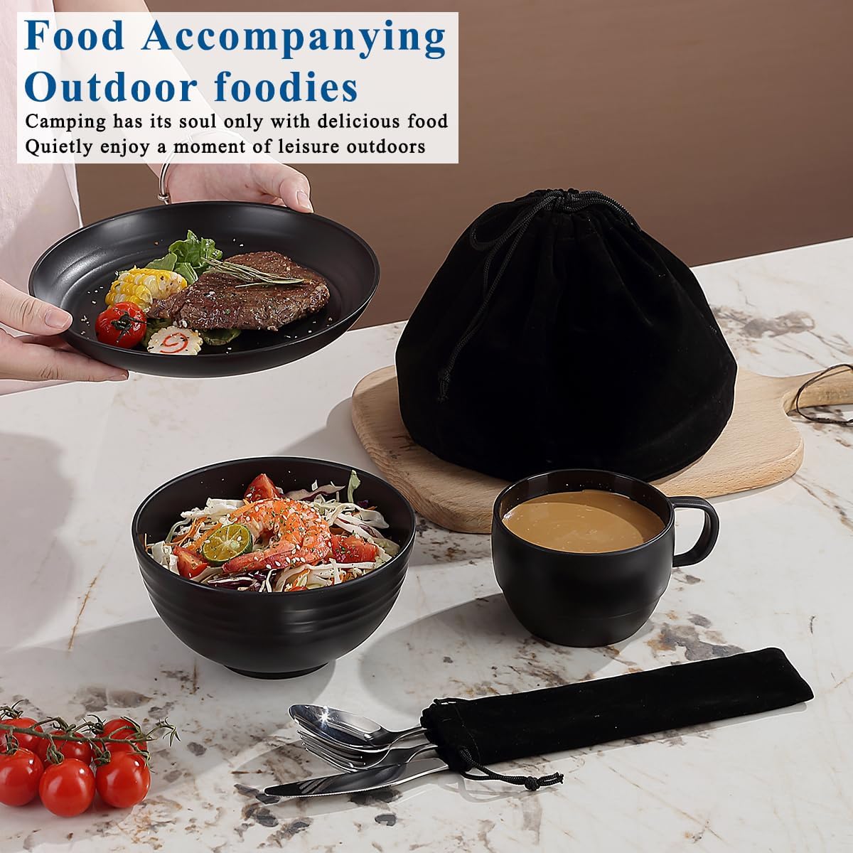 Berglander Camping Mess Kits, Silverware Set Spoons Forks Knives, Camping Essentials Gear, Accessories for Travel, Picnic, Outdoor, Easy to Carry and Clean