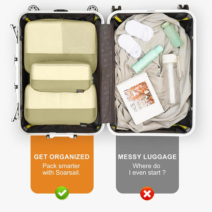 6 Set Compression Packing Cubes for Travel Essentials, Luggage Organizers for Suitcases (Bright Yellow)