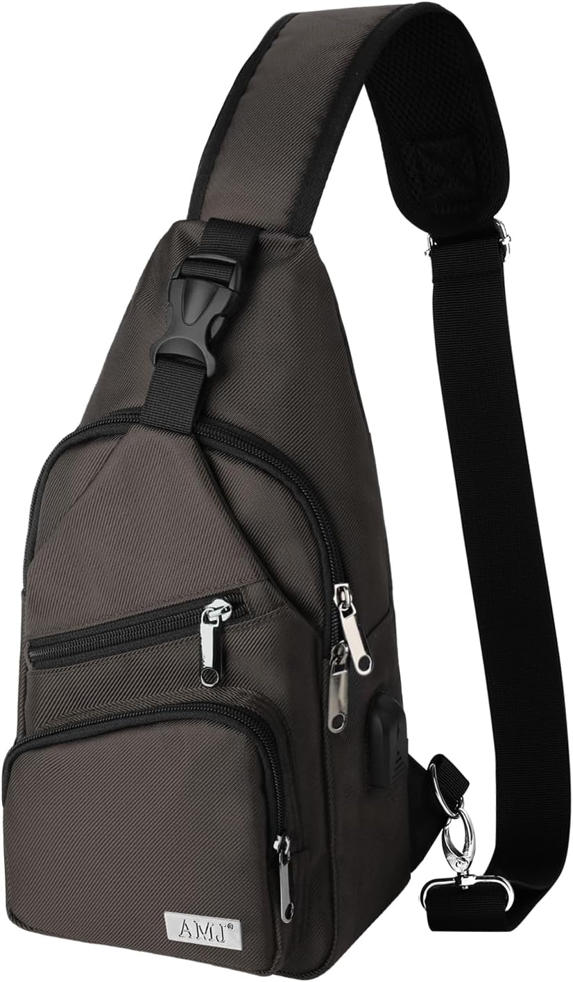 AMJ Crossbody Sling Bag Men Women, Casual Shoulder Backpack, Chest Daypack Satchel for Hiking Travel