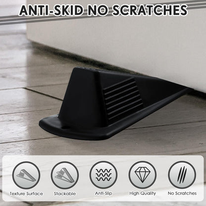 Frienda 12 Pcs Jumbo Door Stoppers Heavy Duty Door Stopper Tall up to 2inch Tall Wedge TPR Large Wedge Stackable Big Rubber Doorstop for Hotel Carpet Hardwood Concrete and Tile (Black)