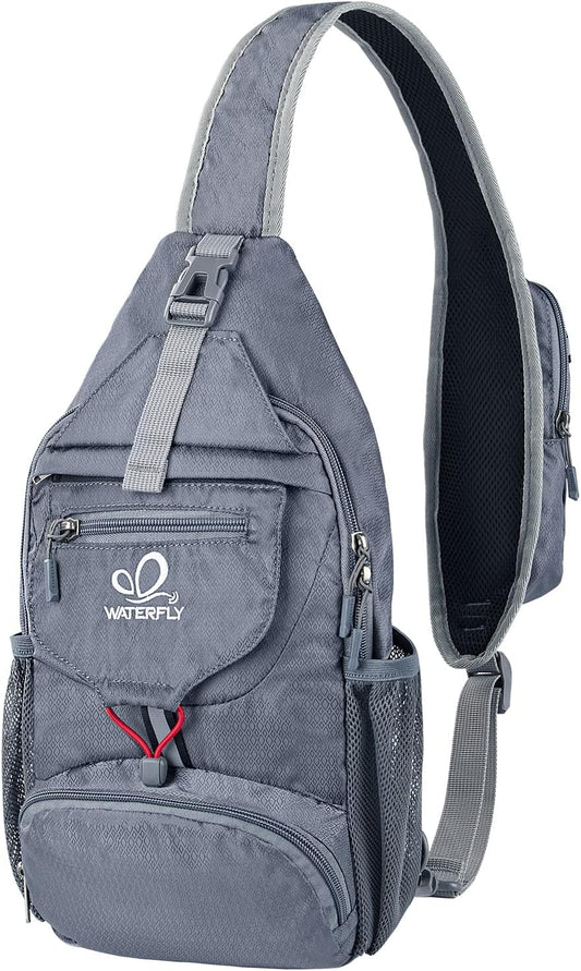 WATERFLY Packable Small Crossbody Sling Backpack Shoulder Chest Bag Daypack for Hiking Traveling