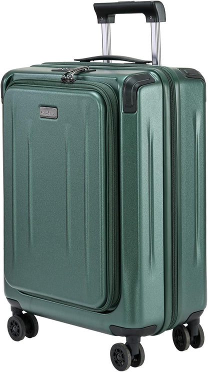 Carry On Luggage, 20 Inch Top Opening Aluminum Frame Lightweight Airline Approved ABS+PC Hard Shell Suitcases with Silent Wheels, TSA Lock, Front Pocket & Wet-dry Separated Six-piece Set