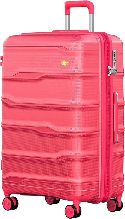 28 Inch Luggage with Spinner Wheels, Large Hard Shell Suitcase, Lightweight PP Luggages with TSA Lock, Checked-Large Suitcases 28-Inch, Red