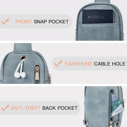 Telena Small Sling Bag for Women Leather Crossbody Fanny Packs Chest Bag for Women