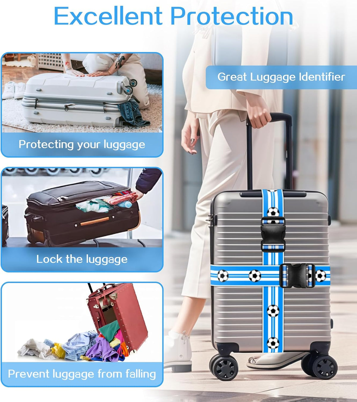 Luggage Straps for Suitcases Travel Belt Luggage Band Heavy Duty Traveling Luggage Identifier Cute Women Girls Unique Accesory,