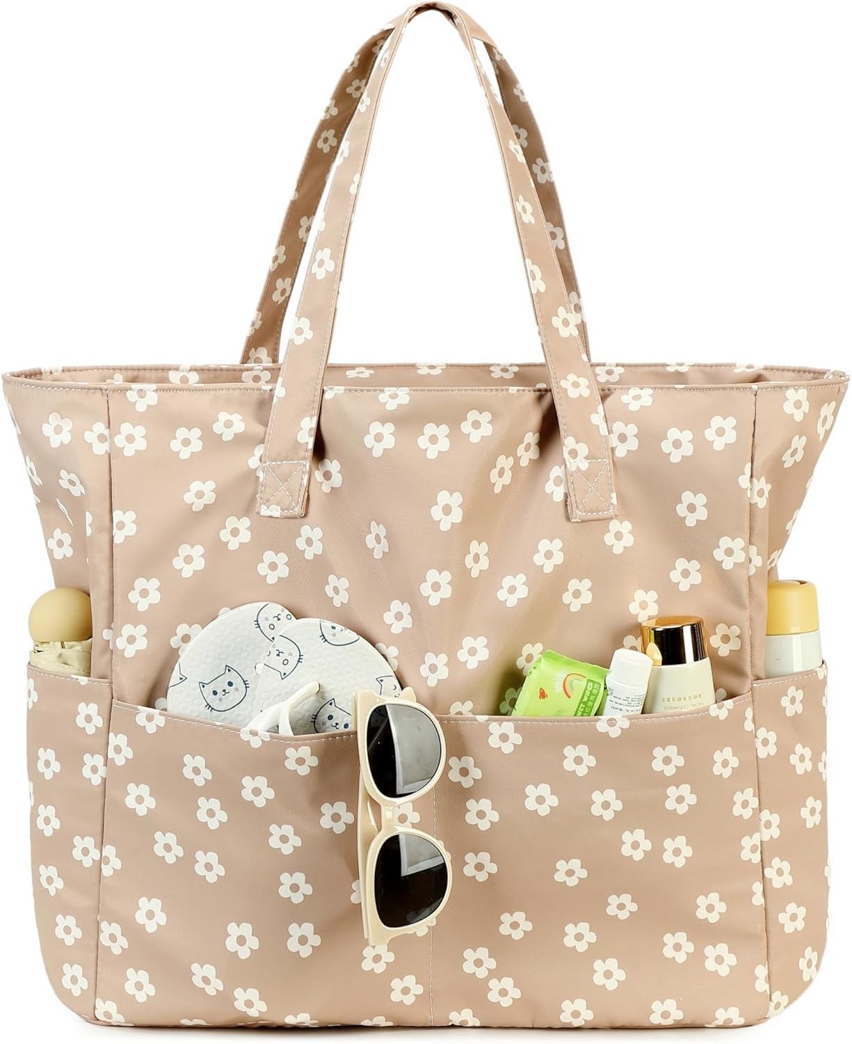 Waterproof Beach Tote Pool Bags for Women Ladies Extra Large Gym Tote Carry On Bag With Wet Compartment for Weekender Travel