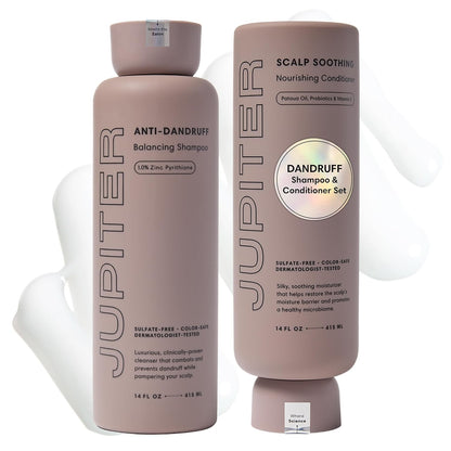 Jupiter, Physician-Formulated Anti-Dandruff Shampoo & Conditioner, for Flaky, Itchy, Oily, Dry Scalp, Vegan, Sulfate-Free, Color-Safe, & Paraben-Free, Dry Scalp Shampoo and Conditioner for Women & Men