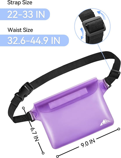 HEETA Waterproof Fanny Pack, Waterproof Pouch Dry Bag 2/3/4 Pack for Phone Passport Purse, Adjustable Waist Strap for Swimming Kayaking Boating Paddle Board Accessories Cruise Beach Camping Essentials