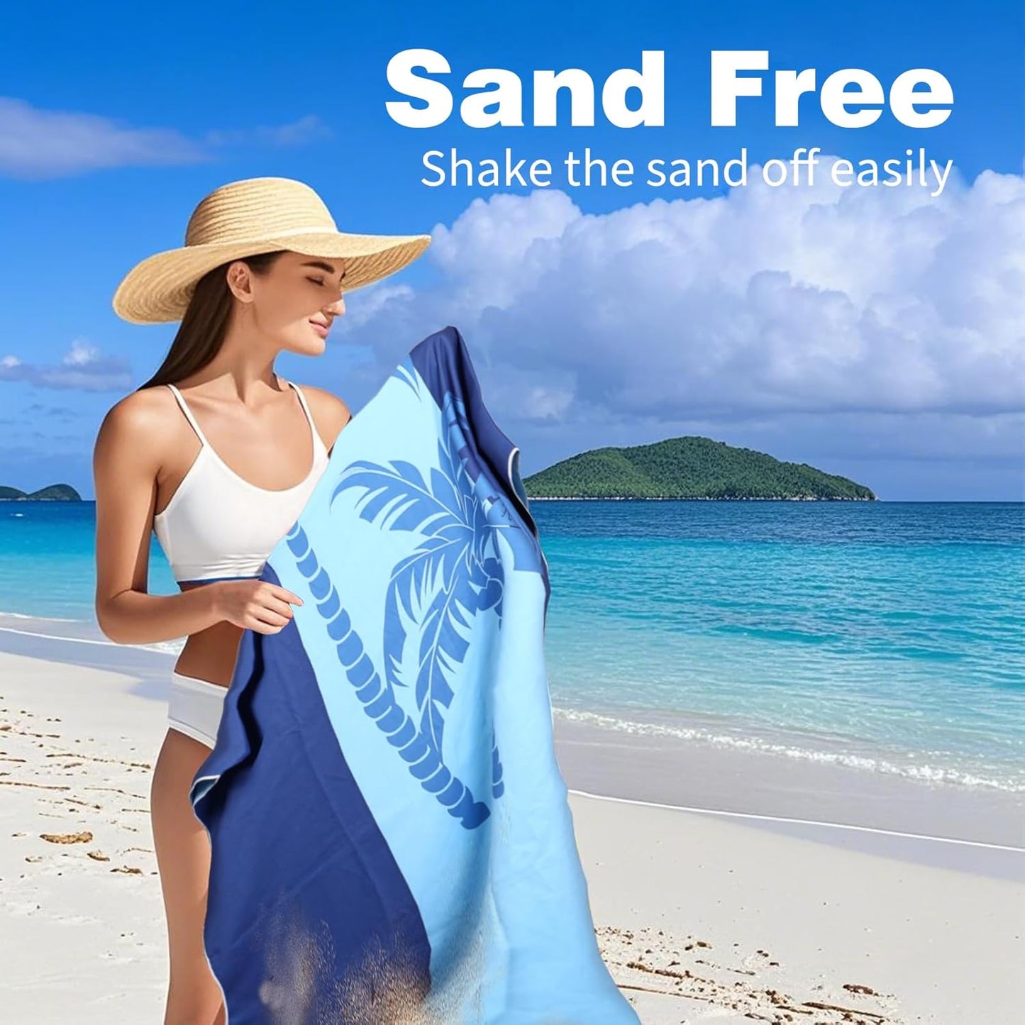 Large Beach Towel, 71" x 39" Oversized Lightweight Compact Quick Dry Sand Free Towel for Travel Swim Pool Yoga Gym Camping (Blue)