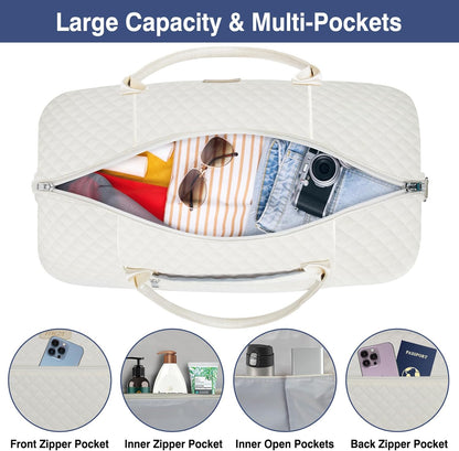 Weekender Bag for Women, Travel Duffel Bag Carry On Overnight Bag with Shoe Compartment Large Nylon Travel Weekend Tote Bag