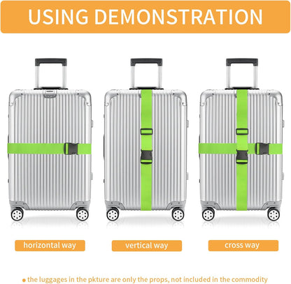 BILIONE Luggage Straps, 79" Long Belts Keep Suitcase Secure While Traveling, TSA Approved Add a Bag Premium Accessory for Travel Bag Closure (2PCS Blue)