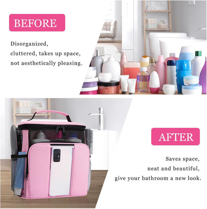 Mesh Shower Caddy,Portable HangingTravel Toiletry Bag Dorm Room Essentials for College Students Girls,Large Makeup Organizer for Full-Sized Toiletries,Travel Essentials for Women Girls Camping Beach