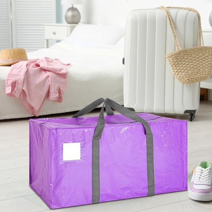 8 Pack Extra Large Moving Bags Heavy Duty Packing Bags with Extra Long Handles and Zippers Storage Totes for College Students Room Dorm Essentials Packing Supplies(Purple)