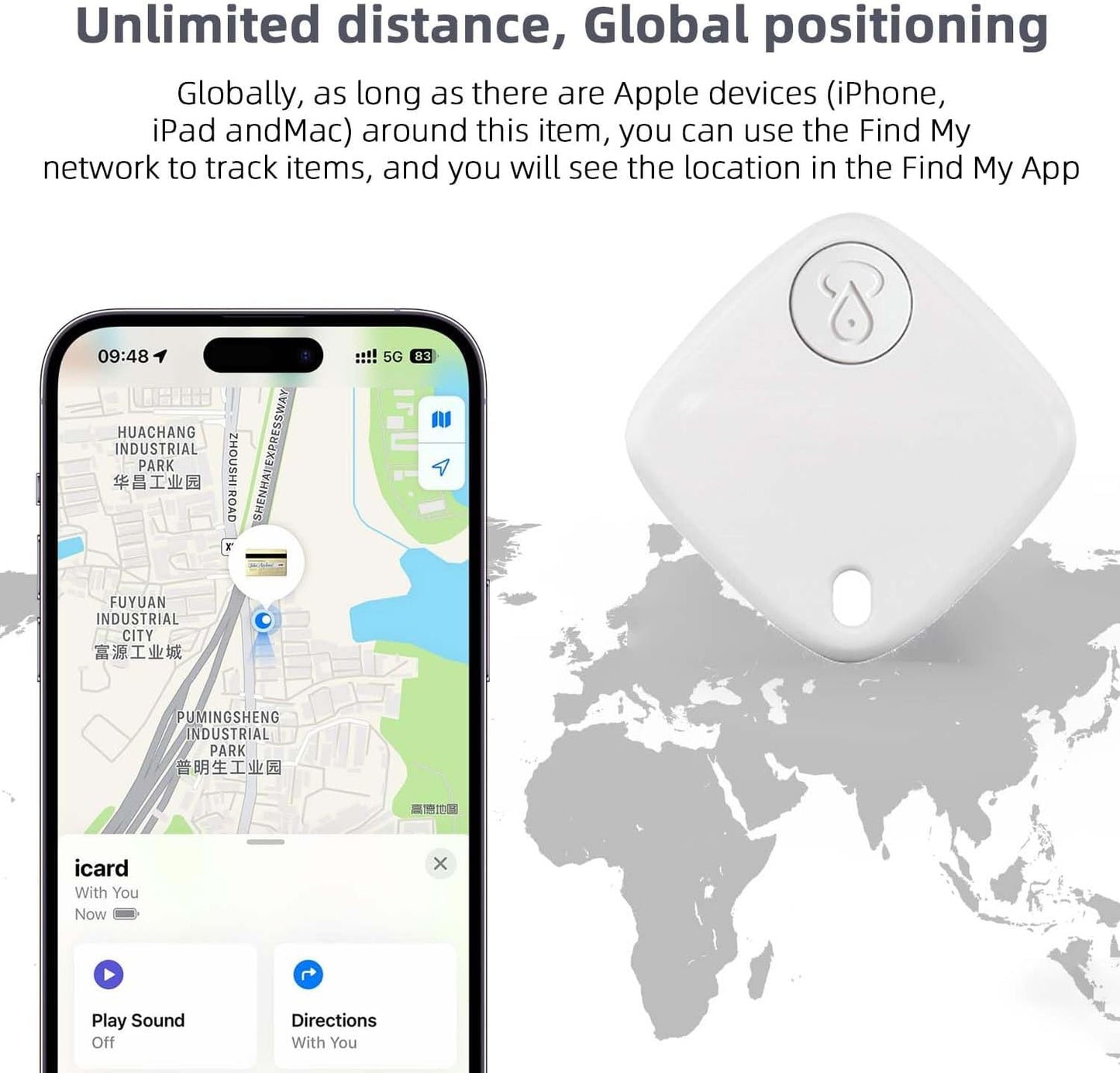 Bluetooth Tracker Keys Finder and Item Locator (iOS Only); Up to 200 ft Find Nearby, Phone Finder, Replaceable Battery, Suitable to Track Keys/Backpacks/Luggage/Suitcases. 1-Pack
