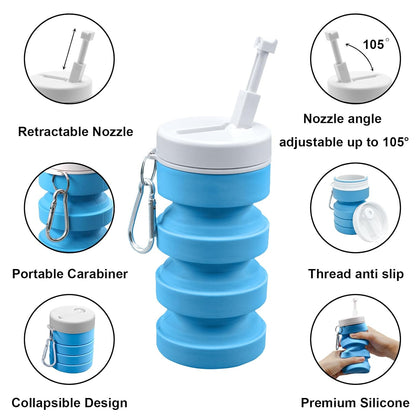 Collapsible Handheld Bidet Portable With Retractable and Angle-Adjustable Nozzle,Hook,300ML,Silicone Peri Bottle For Personal Hygiene Cleaning,Outdoors Camping & Travel,Bidet Sprayer for Women Men 1Pc