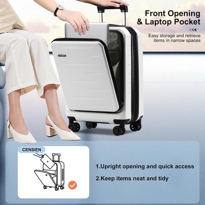 Luggage Sets 2 Pieces, 20 Inch Carry On Luggage and Expandable 28 Inch Checked Luggage with Spinner Wheels, Lightweight ABS+PC Hard Shell Suitcase with Front Opening, TSA Lock (White, 20/28)