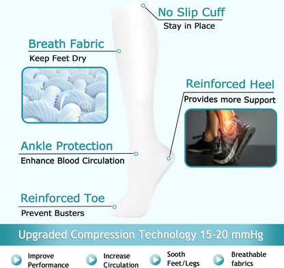 ACTINPUT 8 Pairs Compression Socks for Women & Men,Support Compression Stockings for Medical Running Athletic