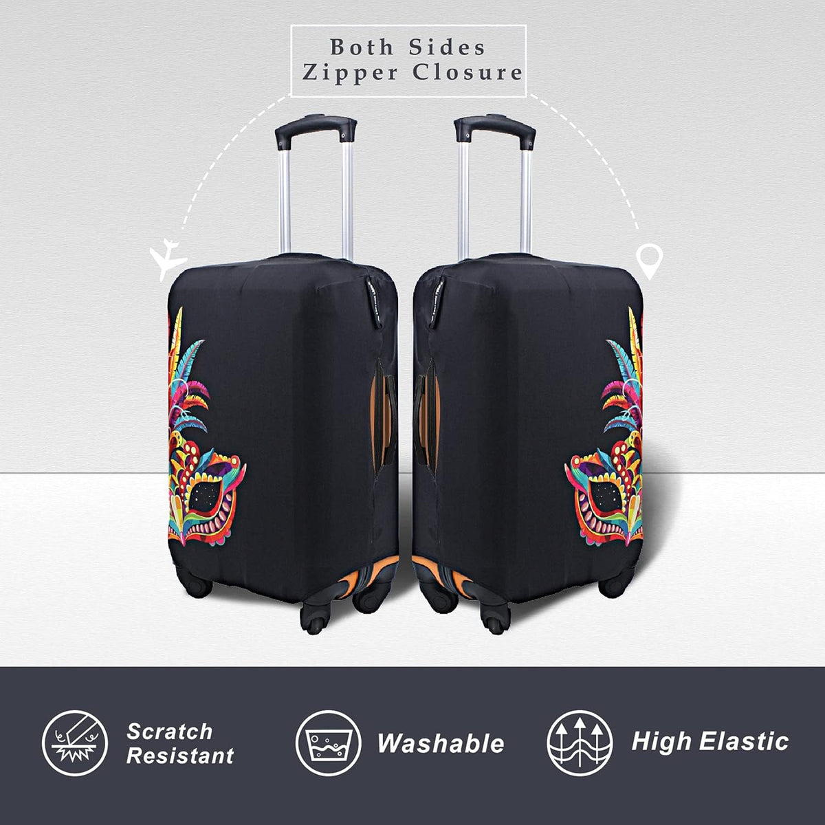 Explore Land Travel Luggage Cover Suitcase Protector Fits 31-32 Inch Case (Carnival, XL)