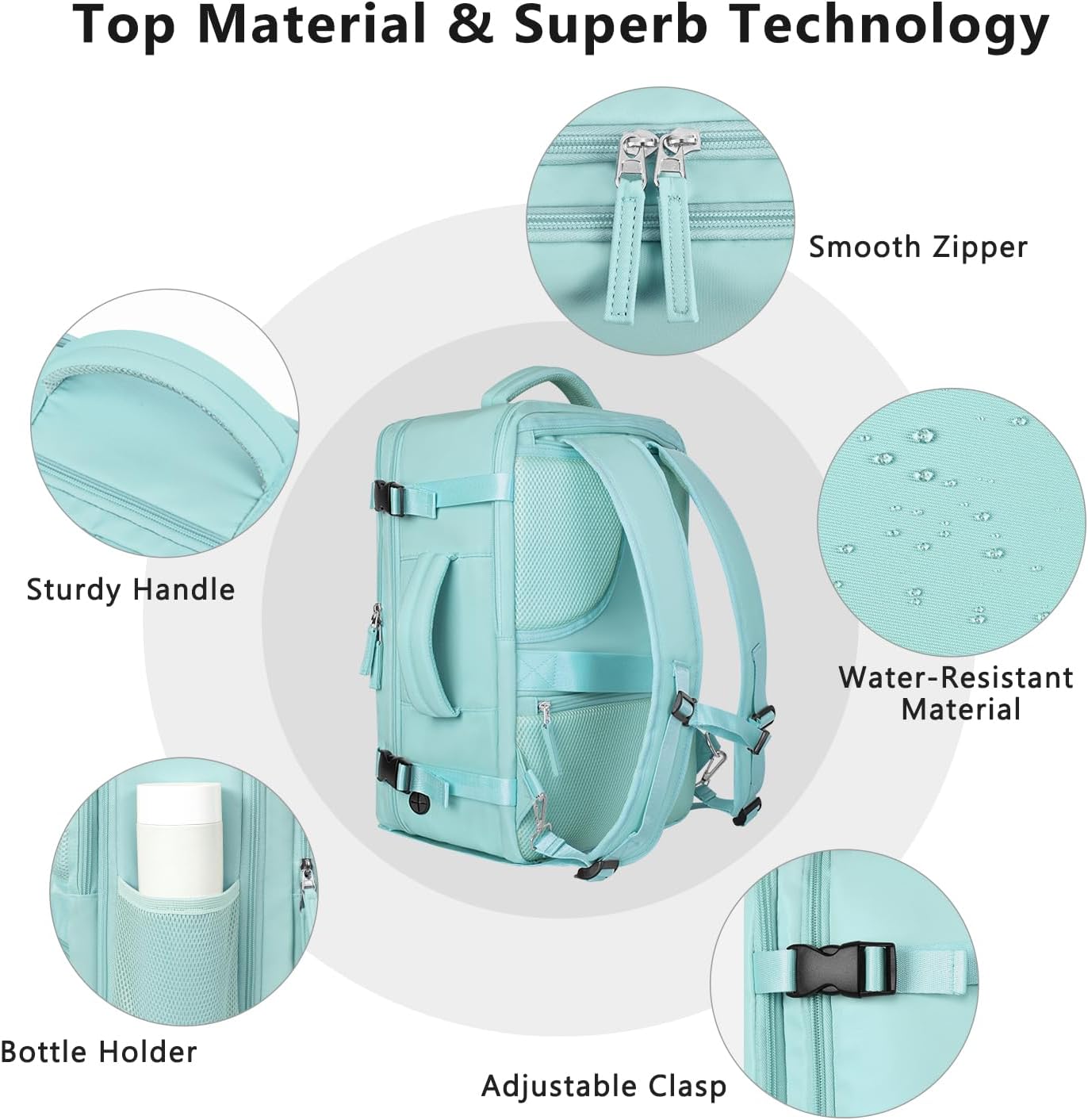 Travel Backpack for Women, Large Carry On Backpack for Travel, Waterproof Backpack Personal Item, Backpack for Women, laptop backpack 17.3 inch, College Bag Casual Daypack, Mint Green