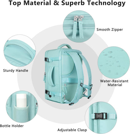 Travel Backpack for Women, Large Carry On Backpack for Travel, Waterproof Backpack Personal Item, Backpack for Women, laptop backpack 17.3 inch, College Bag Casual Daypack, Mint Green