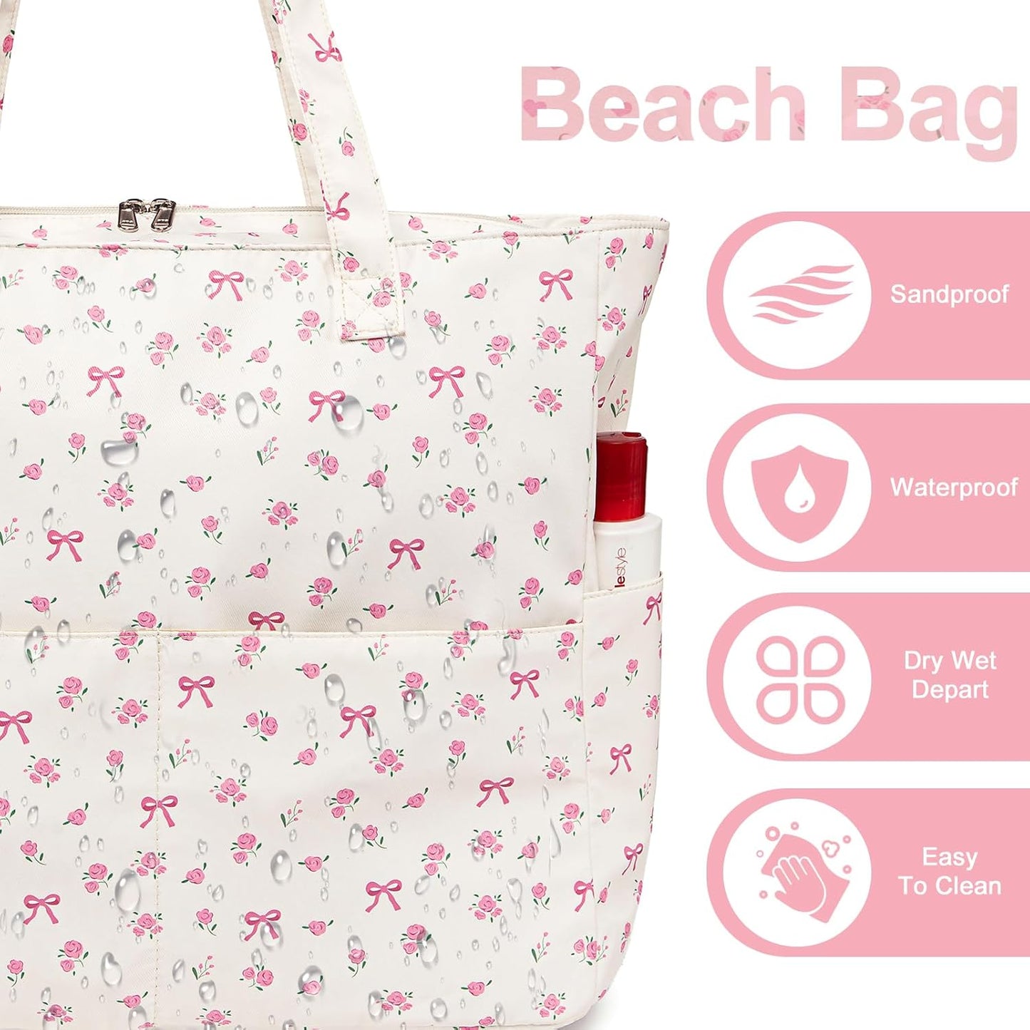 Beach Pool Bags Tote for Women Ladies Large Gym Tote Carry On Bag With Wet Compartment for Weekender Travel Waterproof