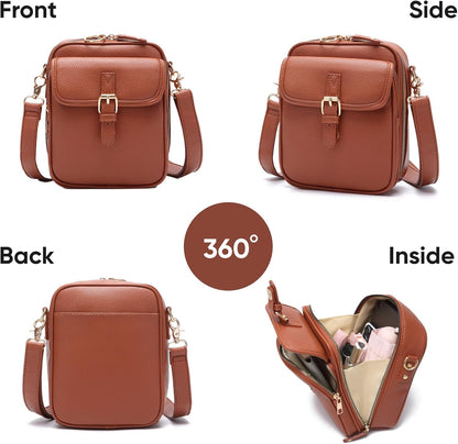 1060 Leather Crossbody Bags for Women Anti-Theft Vegan Purse with Card Slots, Travel Shoulder Bag, Waterproof Crossbody Purse