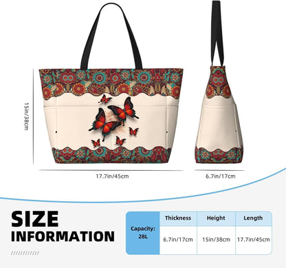 Beach Bag for Women Beach Tote Bag Waterproof Sandproof Large Bags with Zipper Big Capacity for Vacation Travel