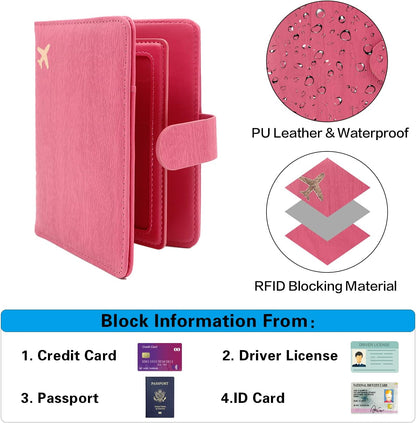 Melsbrinna Rfid Passport Holder for Travel women/Men, Cute Passport Wallet Rfid Blocking Card Slots, Rfid Passport Cover/CaseTravel Wallet, Passport Book Holder (1, Pink1)