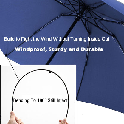 LANBRELLA Compact Reverse Folding Umbrella Auto Windproof Travel Umbrella