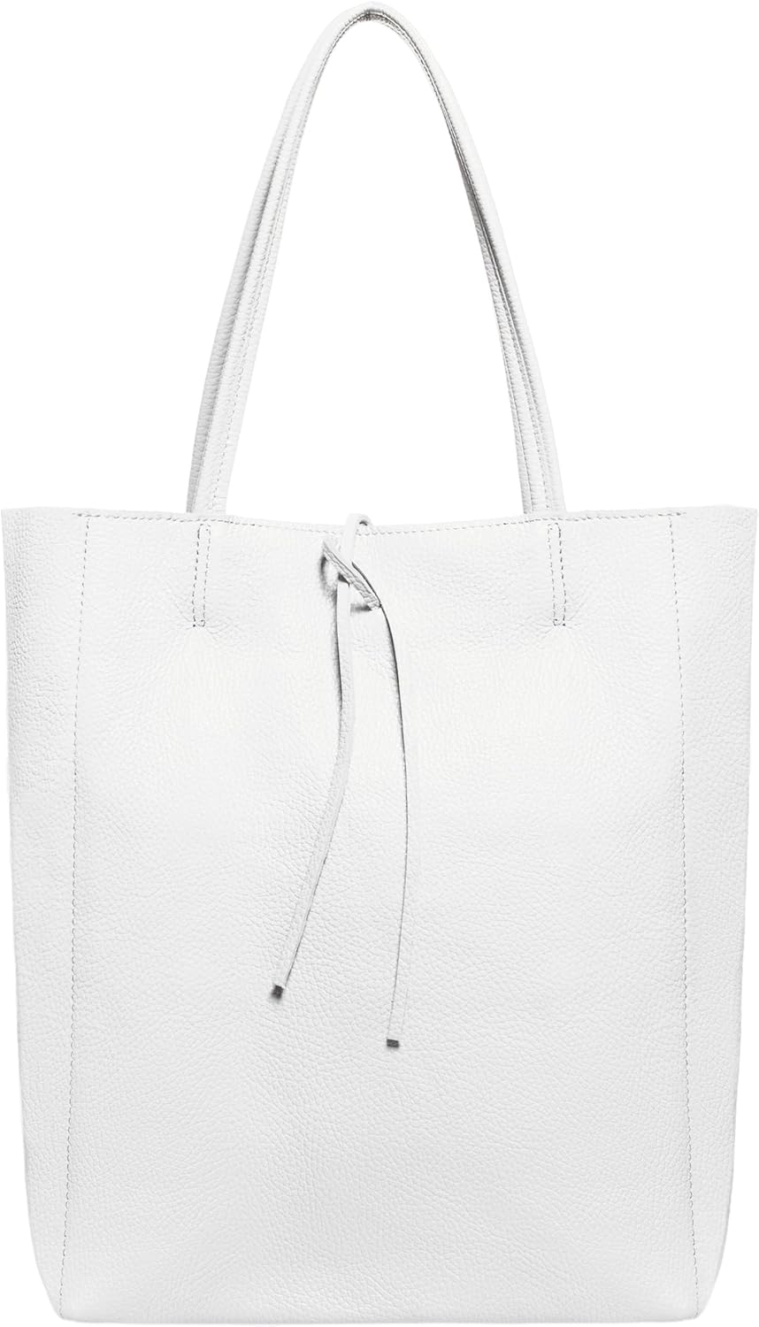 Italian Calf Leather Tote for Women with Zipper, Inner Pocket & Flat Base | Soft Unlined Shopper for Work & Travel