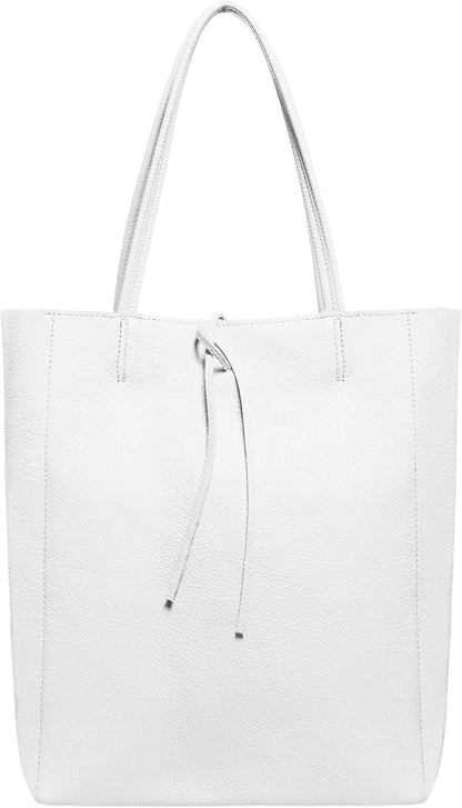 Italian Calf Leather Tote for Women with Zipper, Inner Pocket & Flat Base | Soft Unlined Shopper for Work & Travel