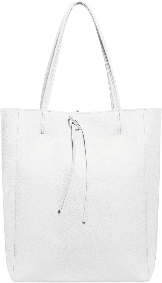 Italian Calf Leather Tote for Women with Zipper, Inner Pocket & Flat Base | Soft Unlined Shopper for Work & Travel
