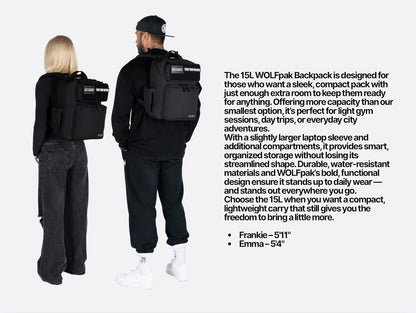 WOLFpak 15L Backpack - Nightshade - Slim Everyday Carry Backpack for Men & Women, Water-Resistant Minimalist Daypack for Laptop & Travel