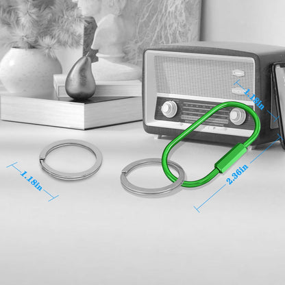 Key Chain, Brass Key Rings 2 Pack Screw Lock Key Organizer with 4 Rings Carabiner Keychain Clip for Men and Women