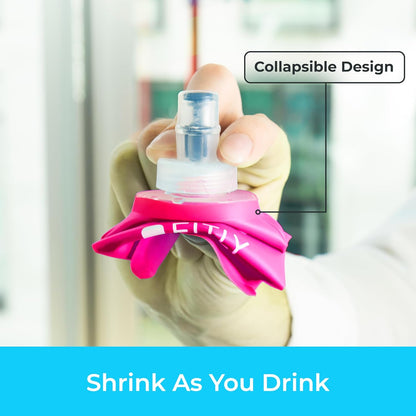 FITLY Soft Flask - Shrink As You Drink Soft Water Bottle for Hydration Pack - Folding Water Bottle Ideal for Running, Hiking, Cycling, Climbing & Rigorous Activity