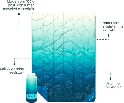 Rumpl Travel Puffy Blanket, Ultra-Packable Travel-Size Warmth and Comfort, Deepfoam Fade