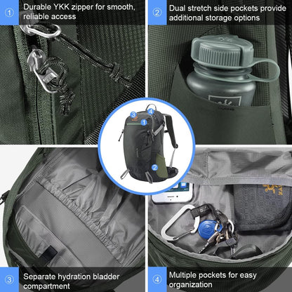 KAILAS Q-WIND II 28L Hiking Daypack Waterproof Lightweight Backpack with Rain Cover for Men Women Travel Outdoor