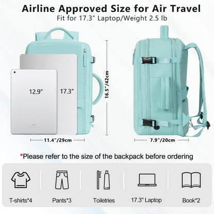 Travel Backpack for Women, Large Carry On Backpack for Travel, Waterproof Backpack Personal Item, Backpack for Women, laptop backpack 17.3 inch, College Bag Casual Daypack, Mint Green