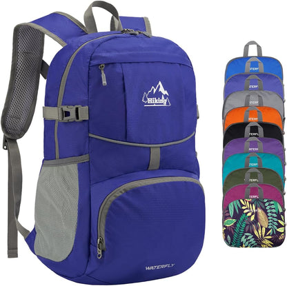 WATERFLY Hiking Foldable Daypack Backpack: 25L Ultra Lightweight Packable Waterproof Outdoor Travel Day Pack for Woman Man