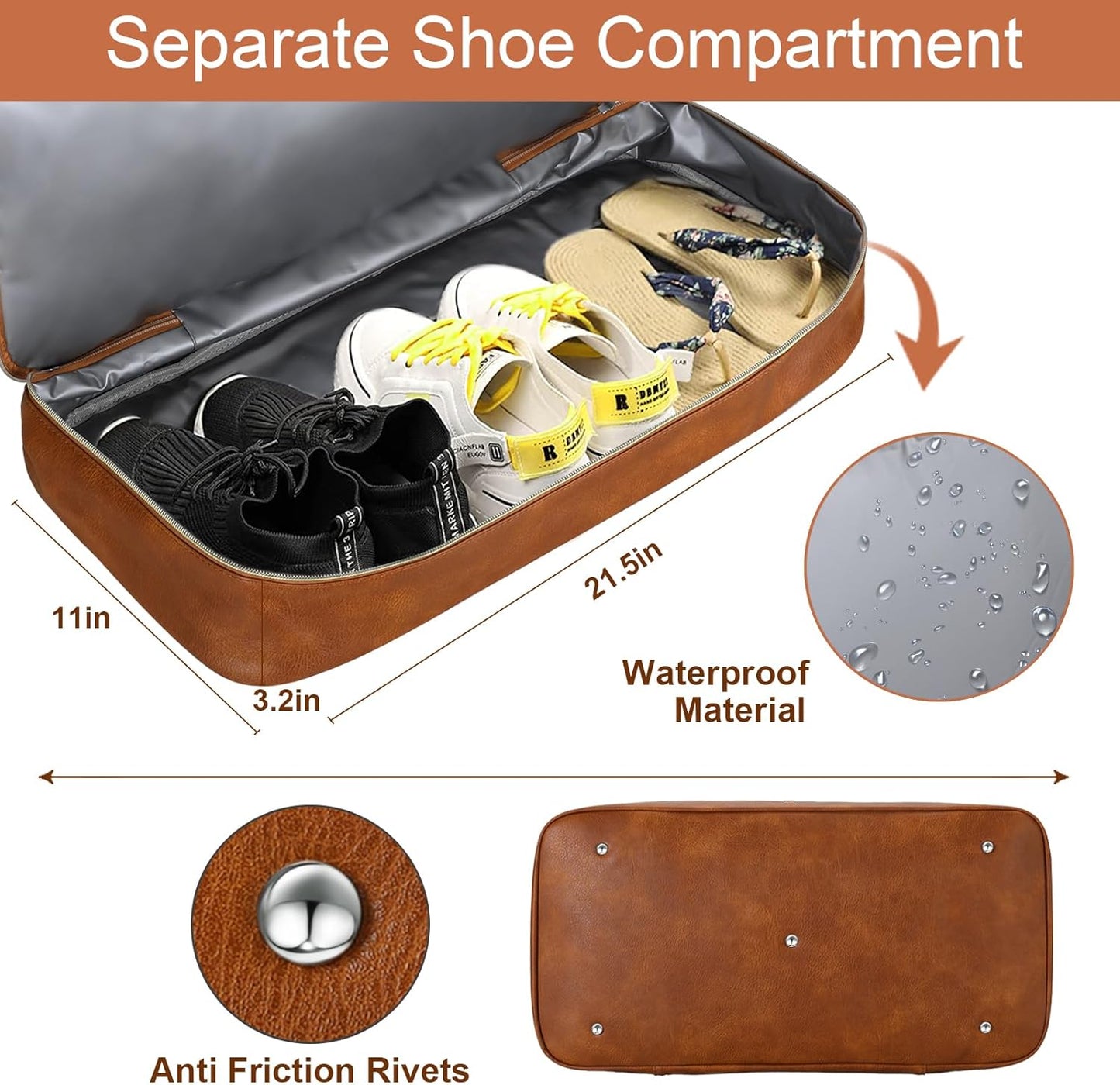 Weekender Bag for Women, Travel Duffel Bag Carry On Overnight Bag with Shoe Compartment Large Nylon Travel Weekend Tote Bag