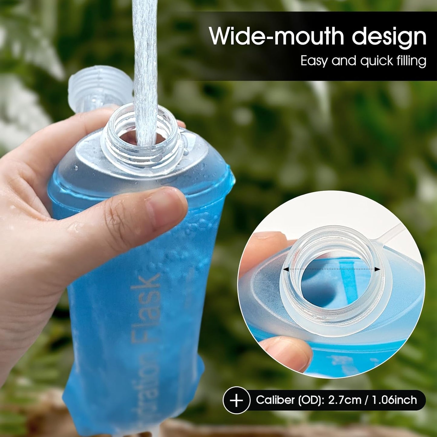 GYGYL Soft Flask, TPU Collapsible Soft Water Bottle for Hydration Pack, Running Vest, Leak-Proof Folding Water Bottle for Hiking Cycling Climbing Jogging-150ml Blue