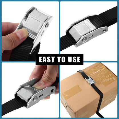 16 Pcs Cambuckle Tie Down Straps 1763lbs Break Strength Securing Straps 1'' x 15 ft Cambuckle Tie Downs with S Hook for Motorcycle, Kayak, Car, Truck, Boat Moving, Securing Cargo(Black)