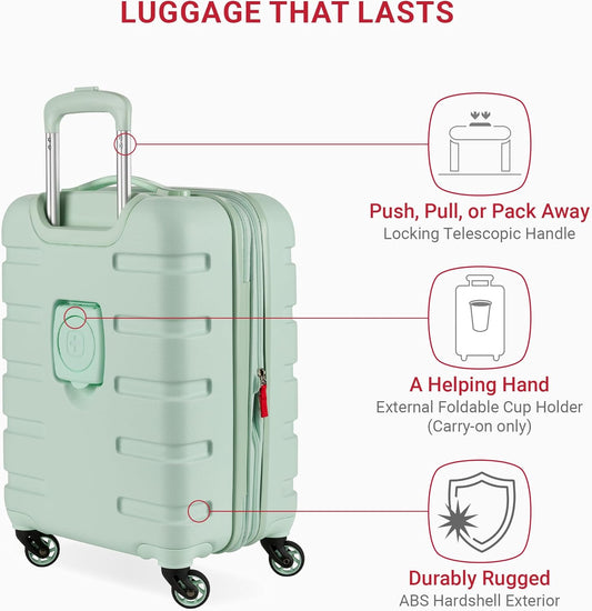 SwissGear 7366 Hardside Expandable Luggage with Spinner Wheels, Clearly Aqua, Carry-On 19-Inch