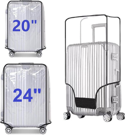 2pcs Clear PVC Suitcase Covers Protectors Transparent Luggage Cover Waterproof Wheeled Suitcase Dust Cover Dustproof Travel Luggage Sleeve Protector 20"+24"(2PCS)