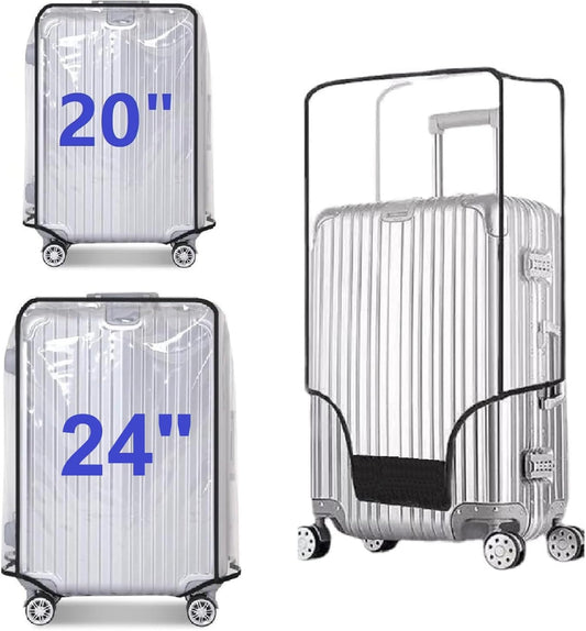 2pcs Clear PVC Suitcase Covers Protectors Transparent Luggage Cover Waterproof Wheeled Suitcase Dust Cover Dustproof Travel Luggage Sleeve Protector 20"+24"(2PCS)
