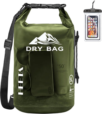 HEETA Dry Bag Waterproof for Women Men, 5L/10L/20L/30L/40L Roll Top Lightweight Dry Storage Bag Backpack with Phone Case for Travel Swimming Boating Kayaking Paddle Board Camping Beach Accessories