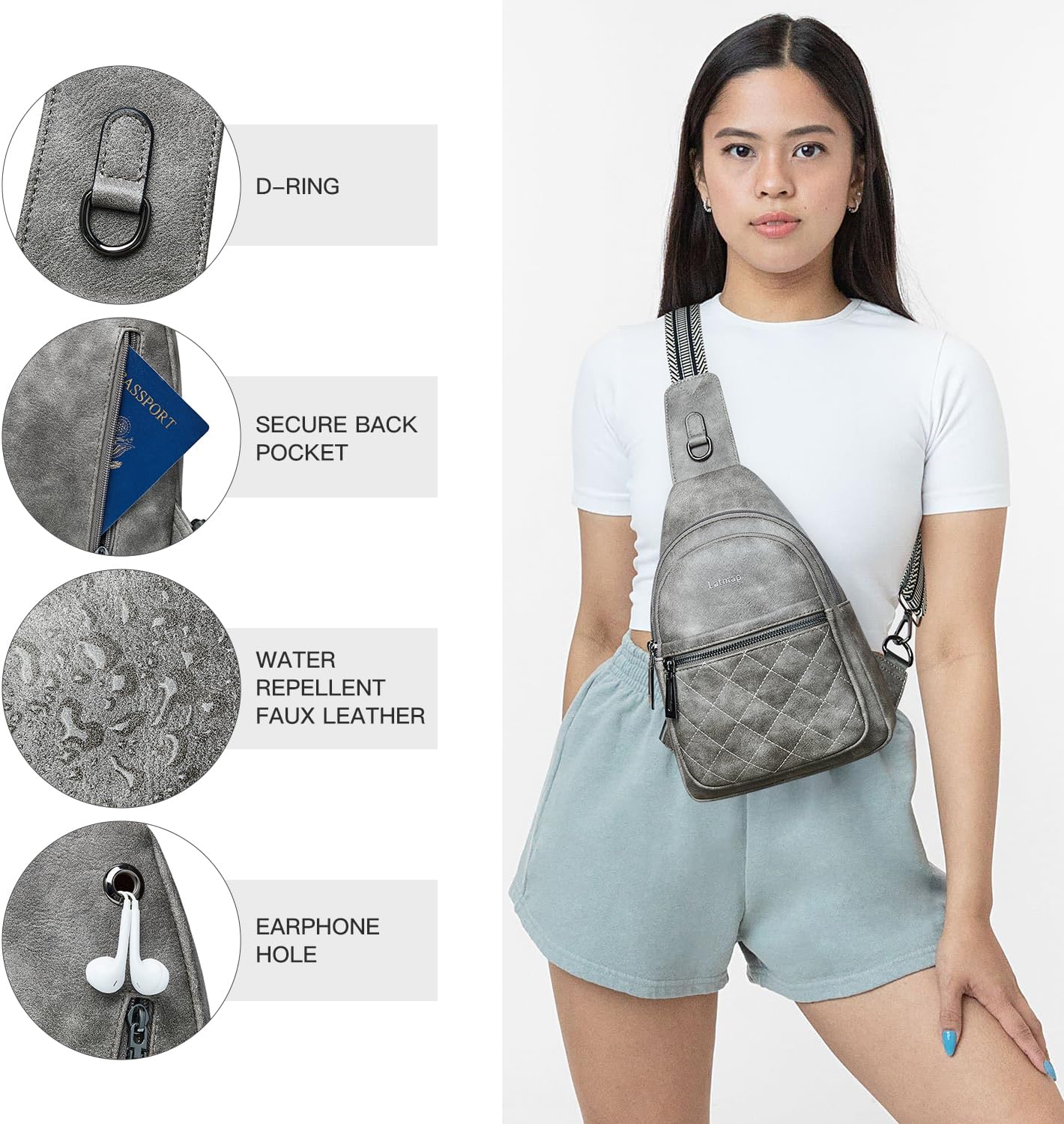 Sling Bag For Women Fanny Pack Crossbody Travel Shoulder Belt Bags Tote Backpack Purse Faux Leather