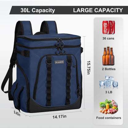 Beach Cooler Backpack for Men 36cans Insulated Backpack Cooler Lunch Bag for Women Camping Hiking Picnic Travel for 18 Hours Cooling 30L